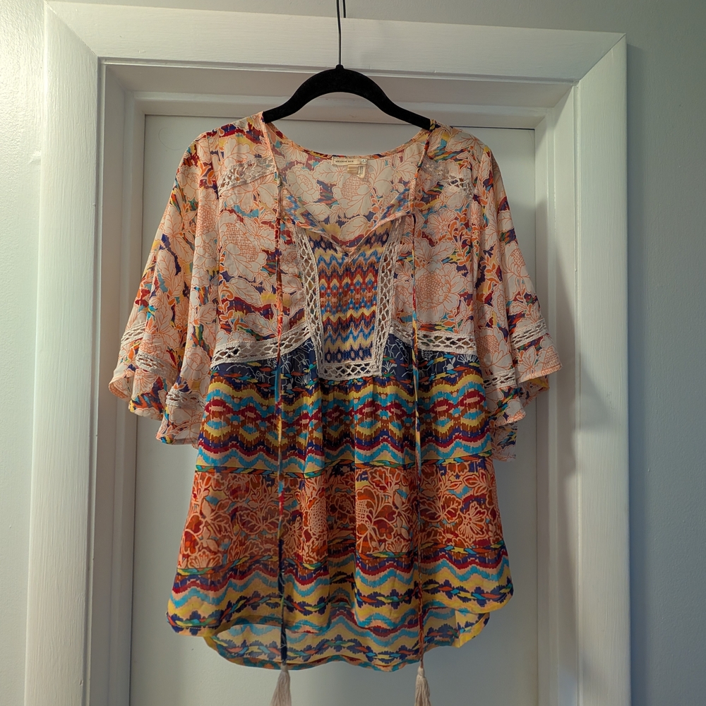 Meadow Rue Colorful Patterned Blouse